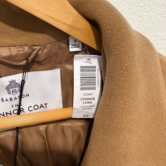 Aritzia Babaton The Connor Coat Cardamom Brown Small NWT Wool/Cashmere Wrap - Picture 7 of 9
